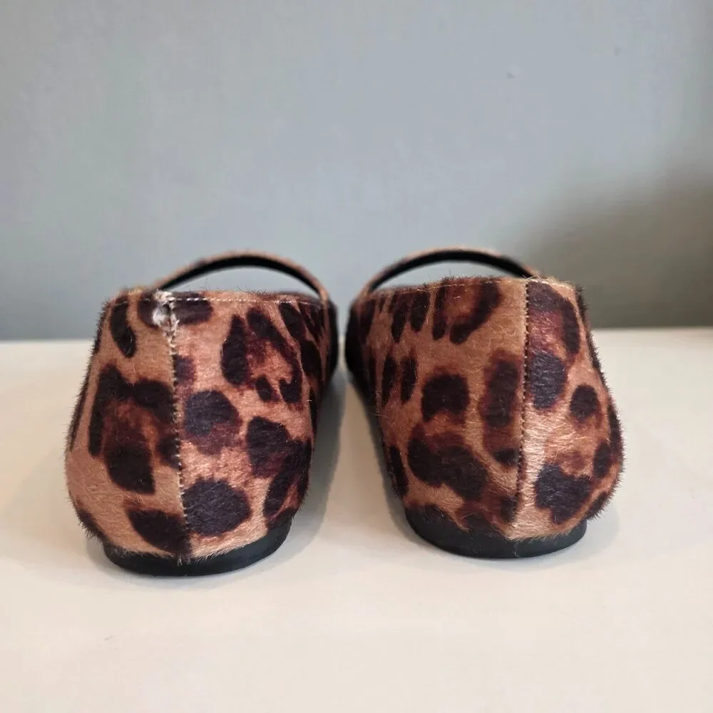 Just Fab Leopard Print Ballet Flats, Size 6 Poet Boho Feminine Balletcore